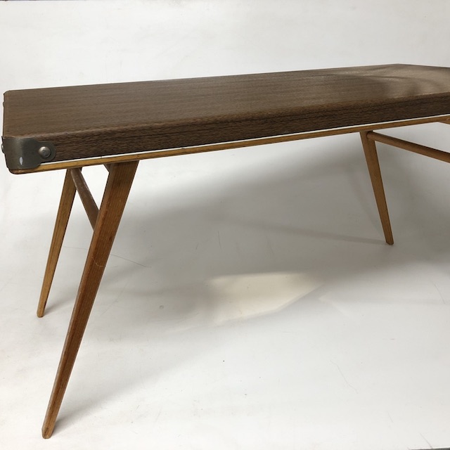 TABLE Coffee Table - 1950s Timber Grain Vinyl Top